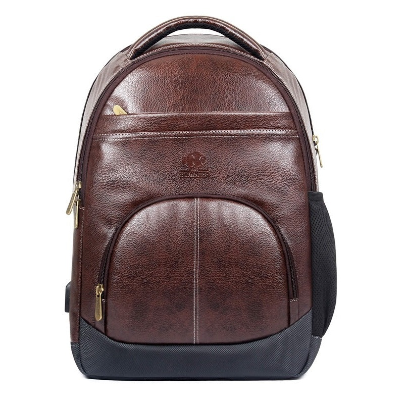 THE CLOWNFISH Fredrick 27 liters Faux Leather Unisex Laptop Backpack for 15.6 Inch Laptops (Hickory)
