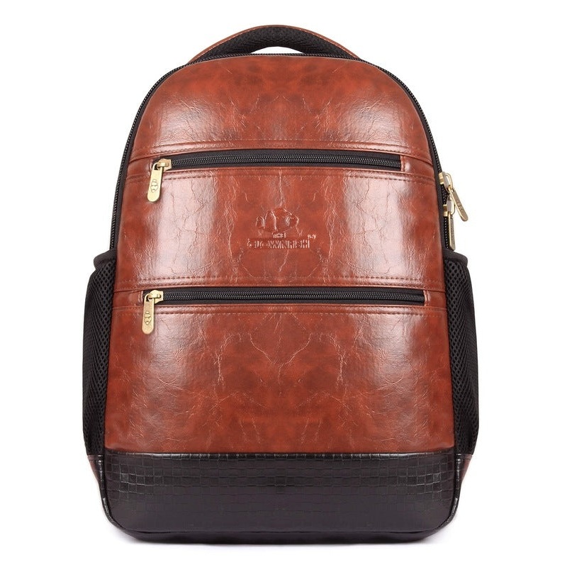 THE CLOWNFISH Jovial Laptop Backpack - Water Resistant, Multi-Compartment | 27L | Brown