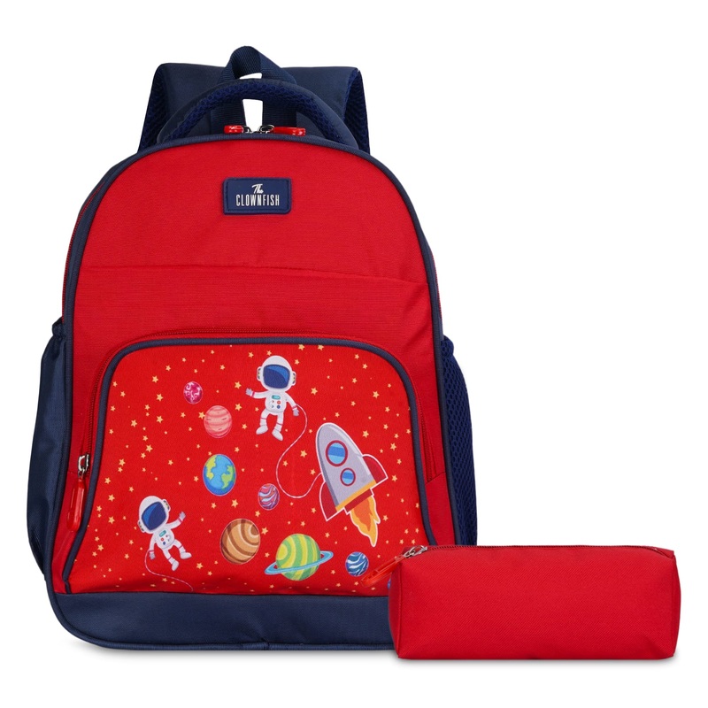 THE CLOWNFISH Mini Explorer Series Backpack | Pencil Pouch Included | 12 Litres | Strawberry Red