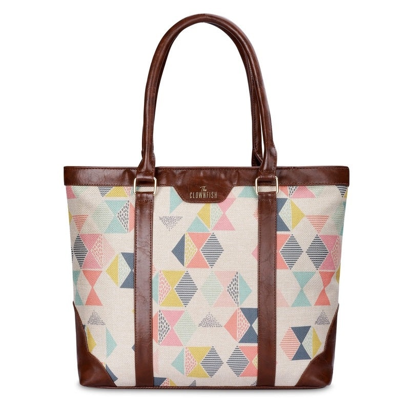 THE CLOWNFISH Miranda Series 15.6 inch Laptop Bag For Women Printed Handicraft Fabric & Faux Leather Office Bag Briefcase Hand Messenger bag Tote Shoulder Bag (Cerulean Blue)