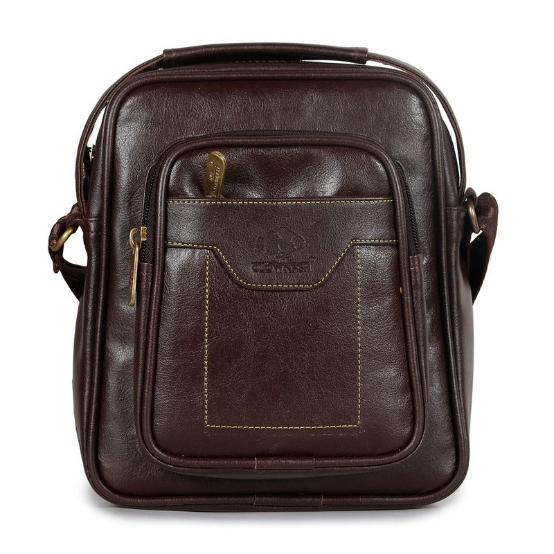 THE CLOWNFISH Stellar Faux Leather Unisex Crossbody Sling Bag Tablet Bag (Dark Brown)
