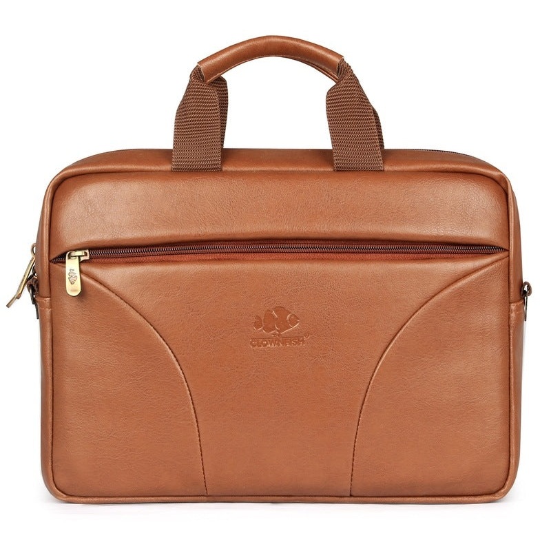 THE CLOWNFISH TCFLBFL-RSK14CAR2 14-Inch Leatherette Caramel Laptop Bag (Caramel)