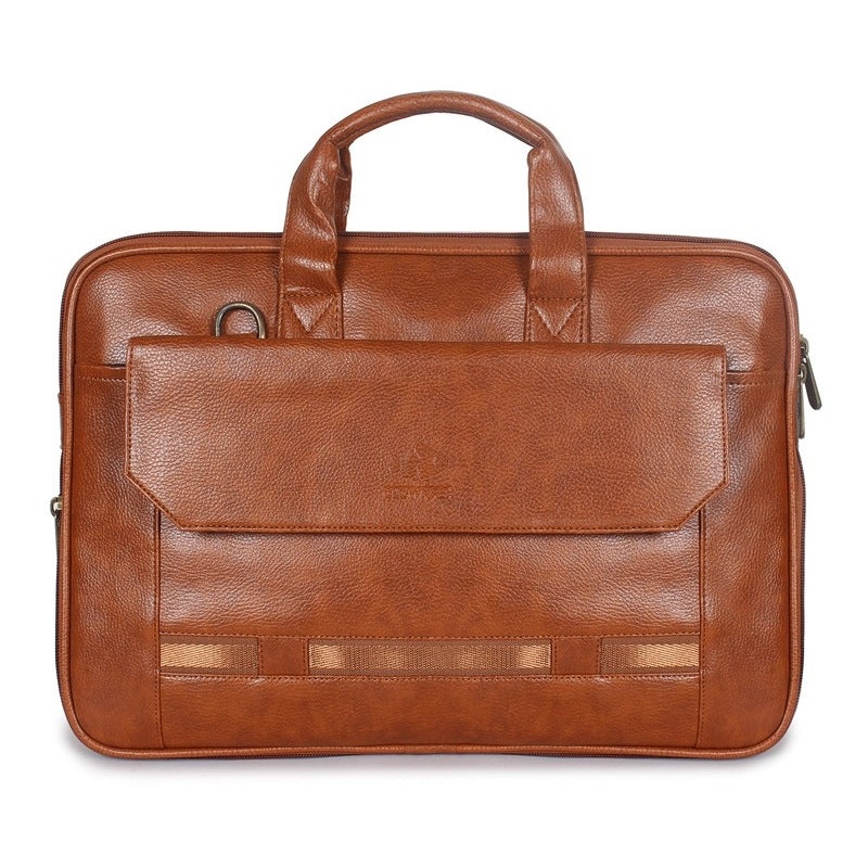 THE CLOWNFISH Triton Faux Leather Expandable 12 inch Laptop Tablet Messenger Bag Briefcase (Navy Blue)