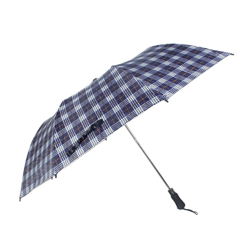 THE CLOWNFISH Umbrella 2 Fold Auto Open Waterproof Pongee Umbrellas For Men and Women (Checks Design- Dark Purple)