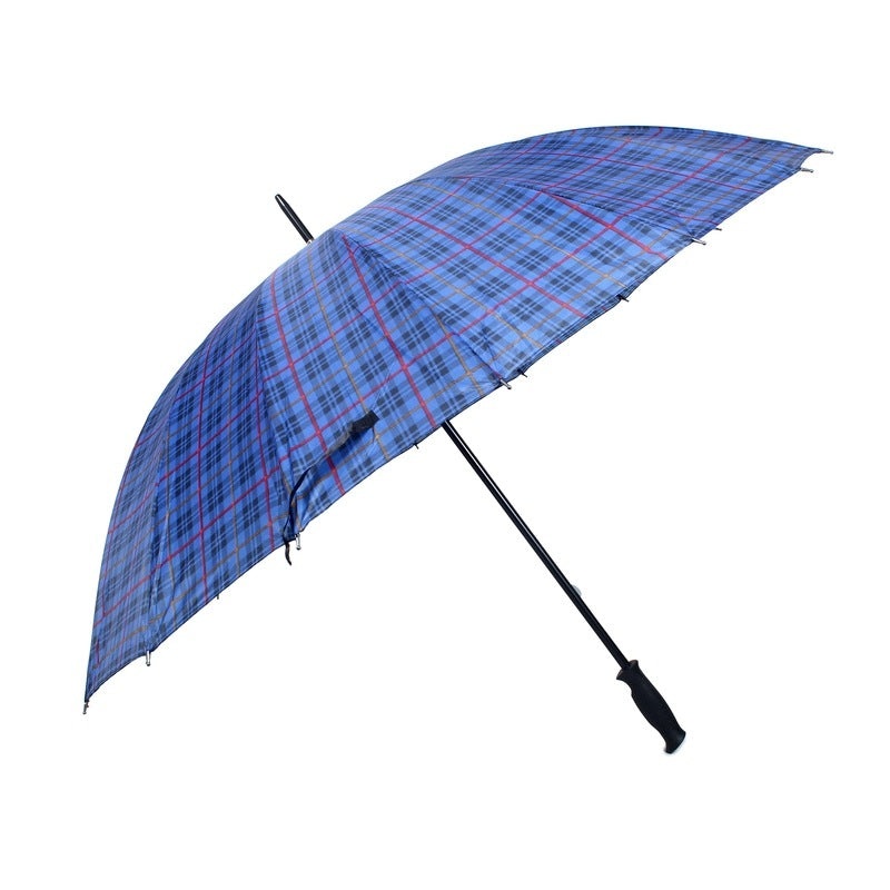 THE CLOWNFISH Umbrella Single Fold Manual Open Waterproof Polyester Umbrellas For Men and Women (Checks Design- Sky Blue)