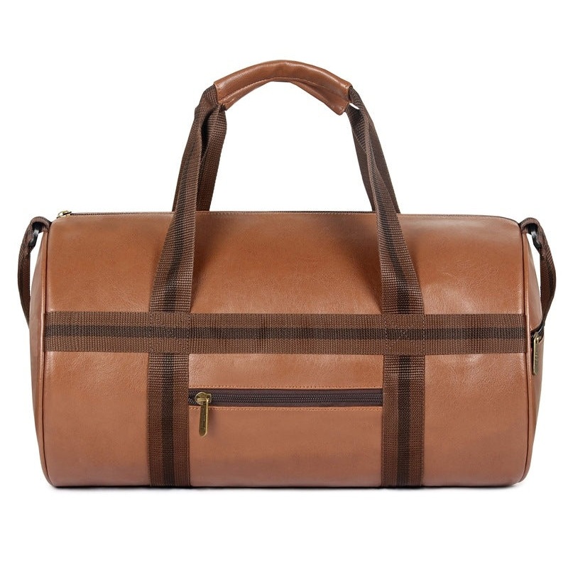 The Clownfish Zeal 25L Faux Leather Gym Duffle | Adjustable Strap | Caramel