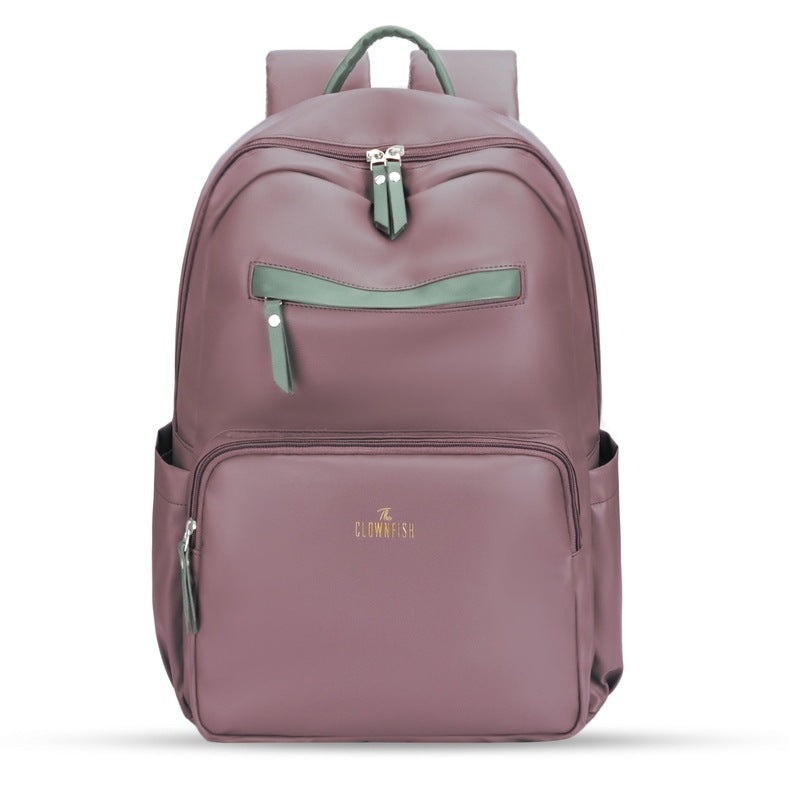 Women's Laptop Backpack - Stylish Vegan Leather, Adjustable Straps | 19L | Chic Peach