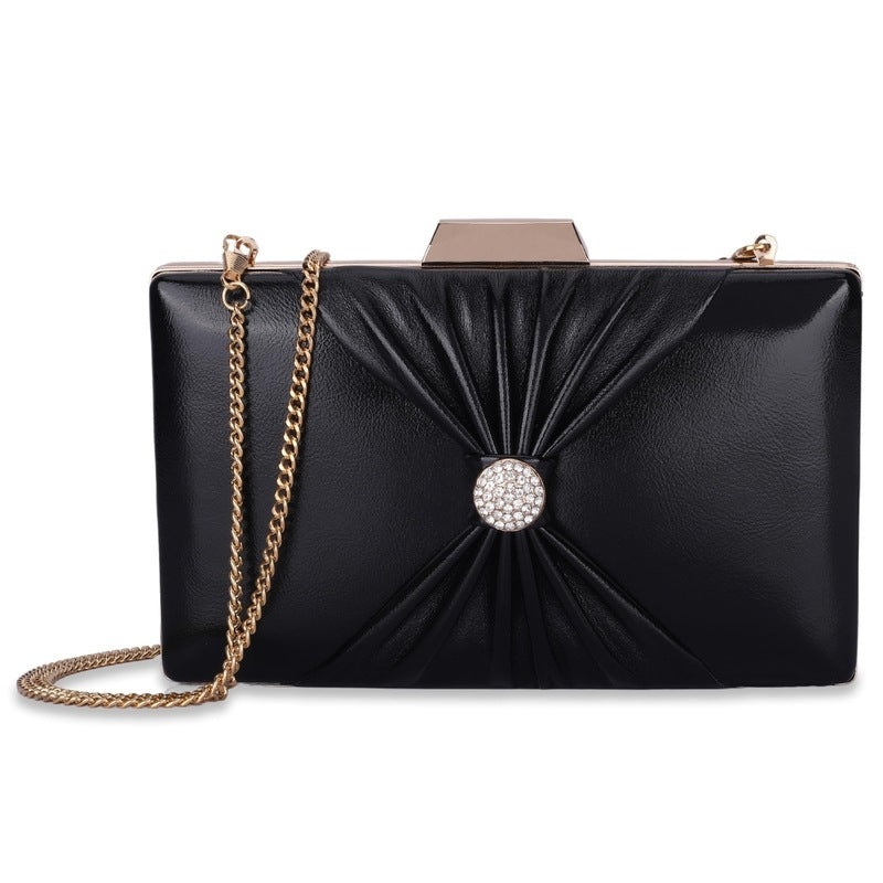 Elegant Faux Leather Clutch with Detachable Chain Strap | Evening Bag | Size: 21x3x13 cm | Black