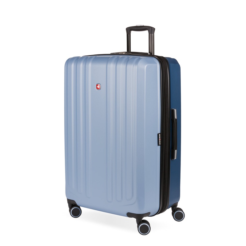 SWISSGEAR Duet Large Checked Spinner in Light Blue/Navy