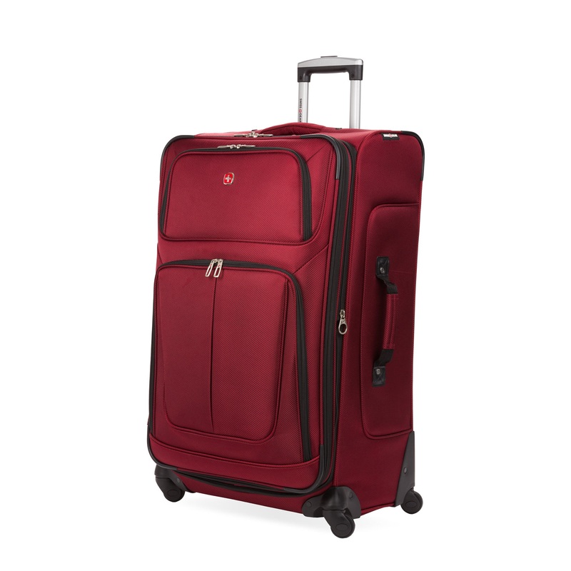 SWISSGEAR Sion Large Checked Spinner in Burgundy
