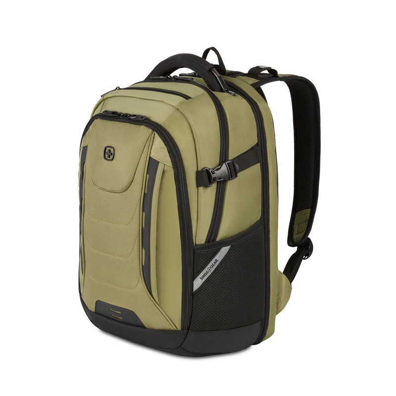 SWISSGEAR Travel Tech Pro ScanSmart Laptop Backpack in Olive Green/Black
