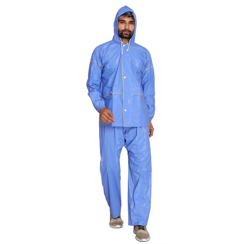 THE CLOWNFISH Rain Coat for Men Waterproof for Bike with Hood Raincoat for Men & Women. Samson Series (Sky Blue, XX-Large)