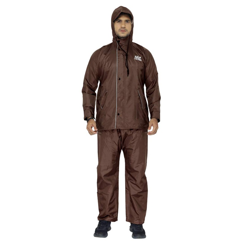 THE CLOWNFISH Rain Coat - Waterproof & Reversible Design | Set of Top & Bottom | X-Large | Prime Brown