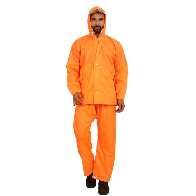 THE CLOWNFISH Rain Coat - Waterproof, Seam Sealed | Set of Top and Bottom | Large | Classic Pro Orange