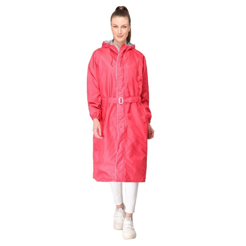 THE CLOWNFISH Raincoats for Women Rain Coat for Women Raincoat for Ladies Waterproof Reversible Double Layer. Brilliant Pro Series (Red, Large)