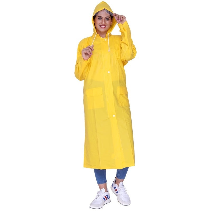 THE CLOWNFISH Raincoats for Women Rain Coat for Women Raincoat for Ladies Waterproof Reversible Double Layer Longcoat with Storage Bag. Azalea Seies (Black, X-Large)