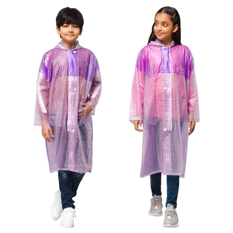 THE CLOWNFISH Waterproof PVC Longcoat/Raincoat with Adjustable Hood | 30 Inches | Light Orange
