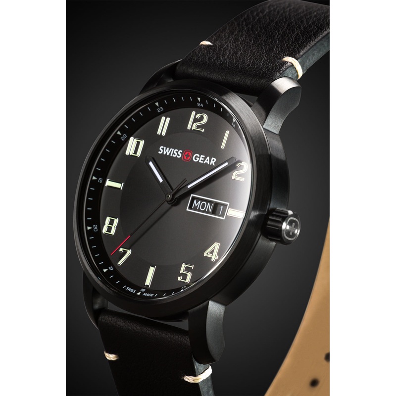 SWISSGEAR Legacy Swiss Watch in Black with Black Dial and Black Strap