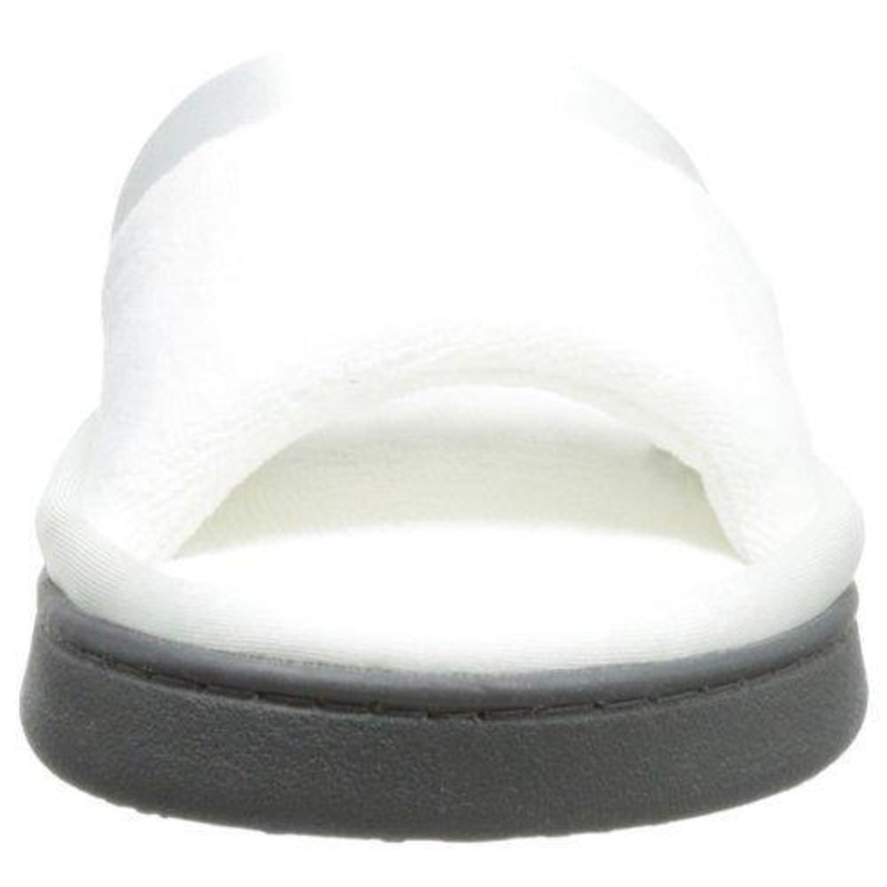 isotoner Women's Microterry Slide Slipper with Satin Trim, White, 9.5/10