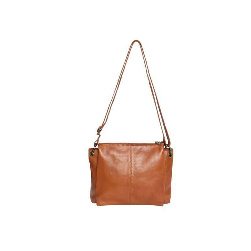 Modapelle Womens Leather Shoulder Cross Body Bag Style 7833 - Tan