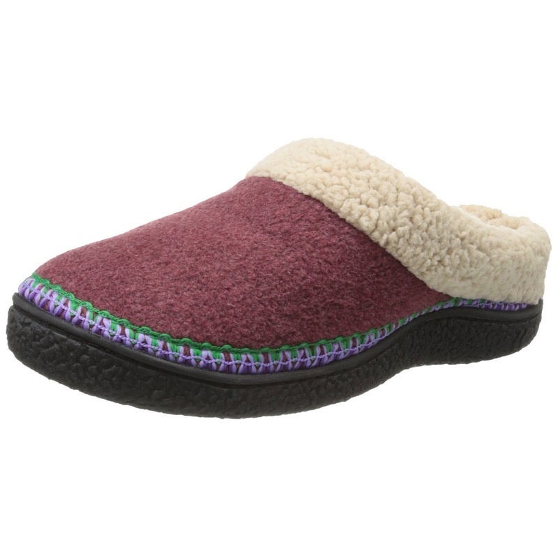 Isotoner Women's Heathered Fleece Sherpa Crepe Hoodback Slippers