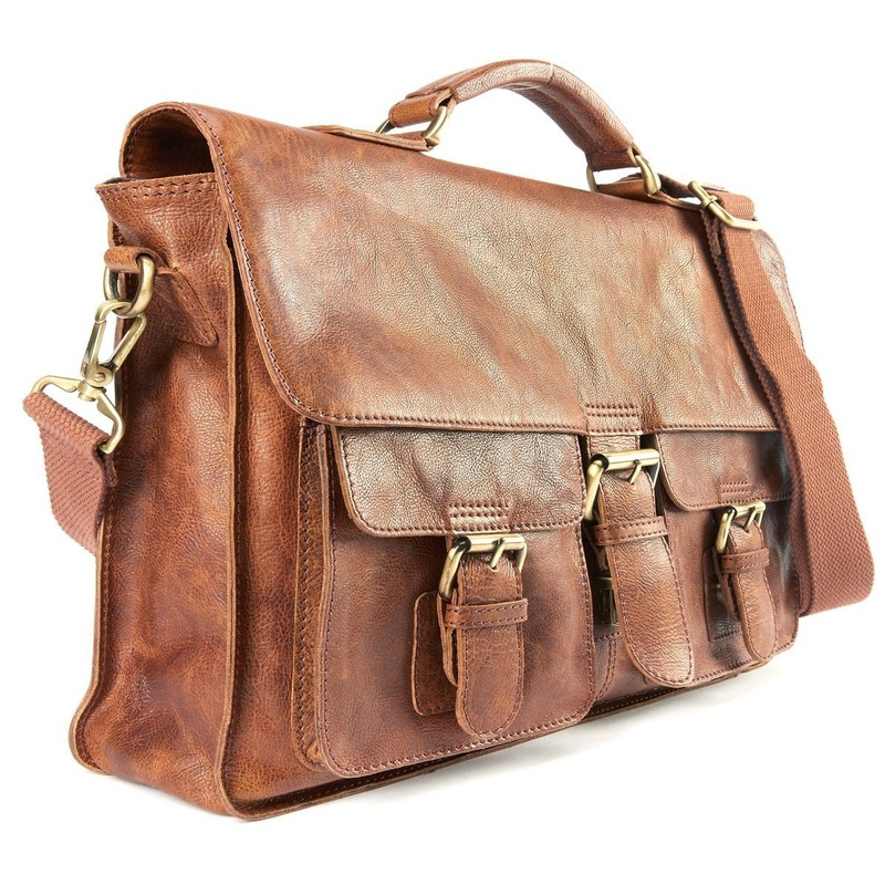 Men's Rugged Messenger OS Cognac