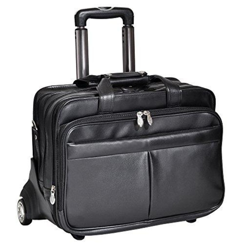 Roosevelt 17" Leather Wheeled Laptop Briefcase w/ Removable Sleeve