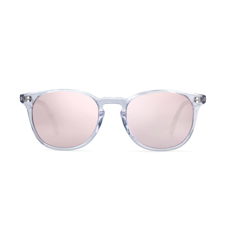 Rocket Eyewear MTO P3 Classic Sunglasses - Crystal with Pink Mirrored Polarized Lenses - Raised Asian Fit