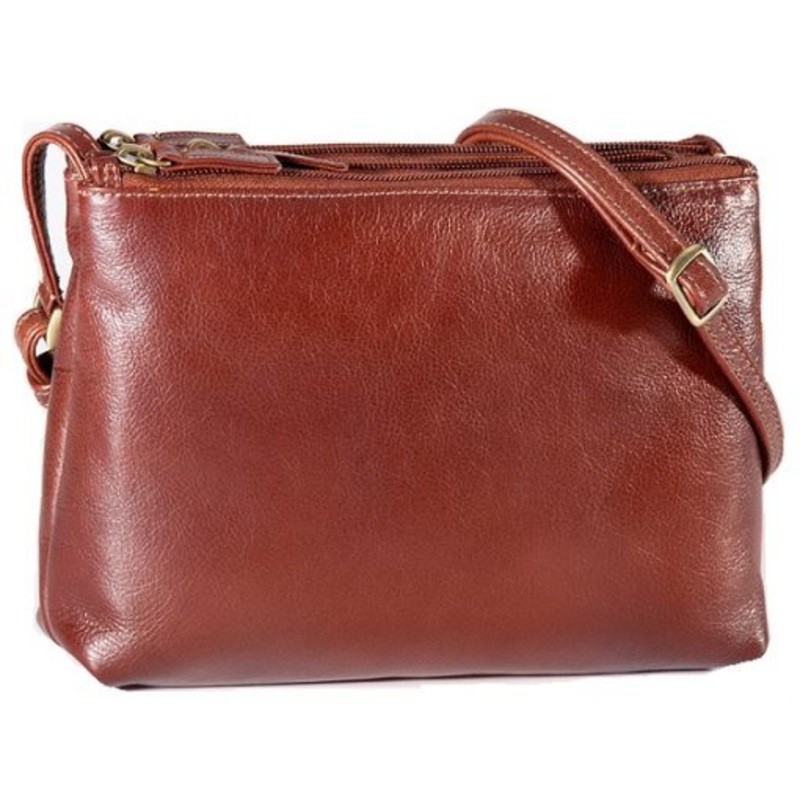 Derek Alexander Leather Ladies' Handbag with three top zip compartments