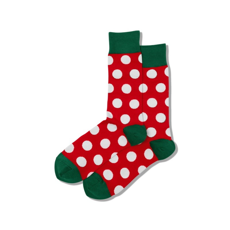 MEN'S CHRISTMAS POLKA DOT CREW SOCKS