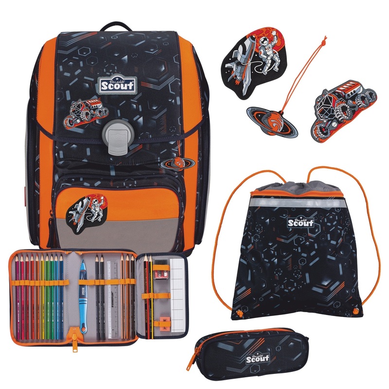 Scout Genius DIN - Schulranzen Set 4 tlg. mit Turnbeutel (Space Data)