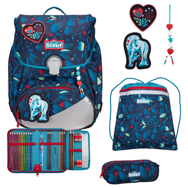 Scout Alpha Exklusiv LED - Schulranzen Set 4tlg. (White Unicorn)