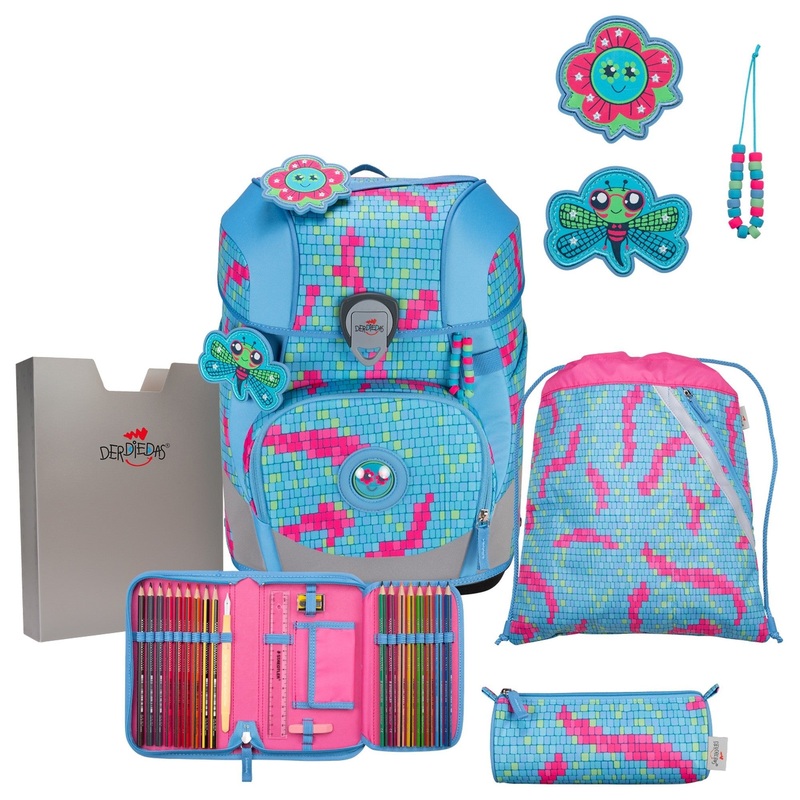 DerDieDas ErgoFlex Tiny - Schulranzen Set 5tlg. 900g (Happy Pixel)
