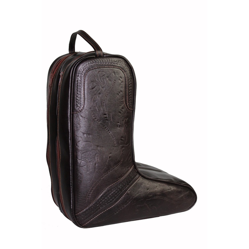 Tooled Leather Boot Bag-brown