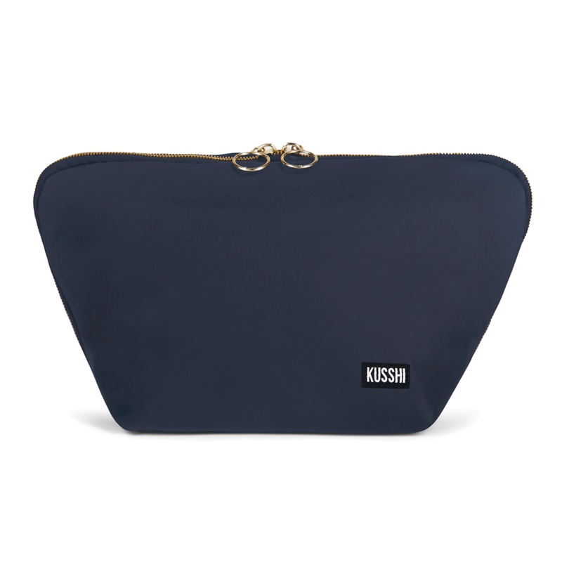 Vacationer Makeup Bag - Navy with pink