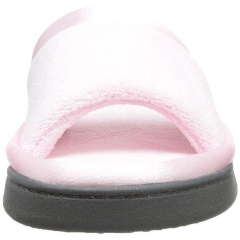 Totes isotoner Women's Microterry Slide Slipper with Satin Trim, Peony, 9.5/10