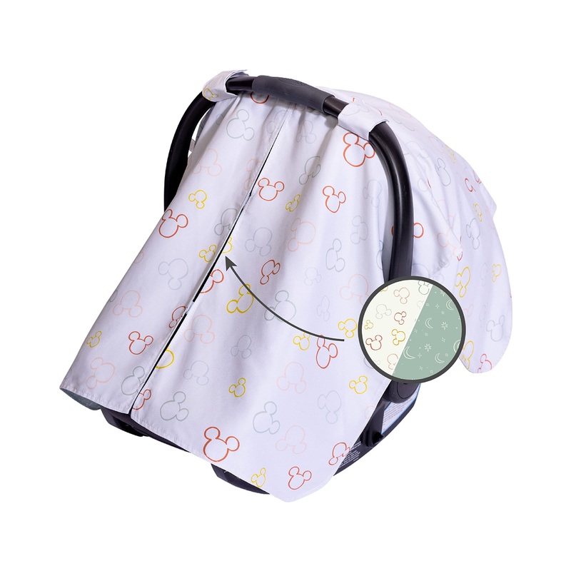 J.L Childress Disney Baby by Reversible Infant Car Seat Canopy - Shade and Privacy Cover for Baby - Unisex