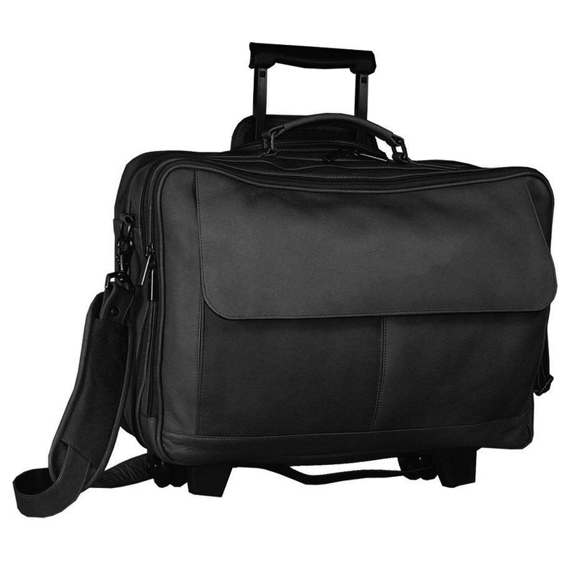 David King Leather Wheeled Briefcase
