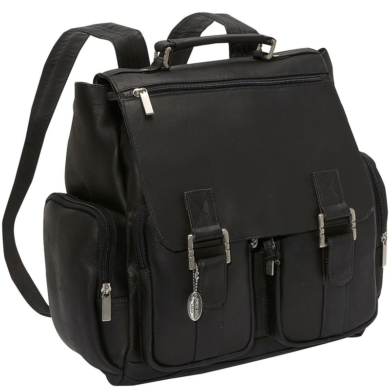 David King Leather Laptop Backpack W/5 Zipper Pockets