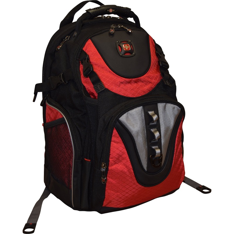 SwissGear Maxxum Double Zipper Backpack With 16" Laptop Pocket, Black/Red