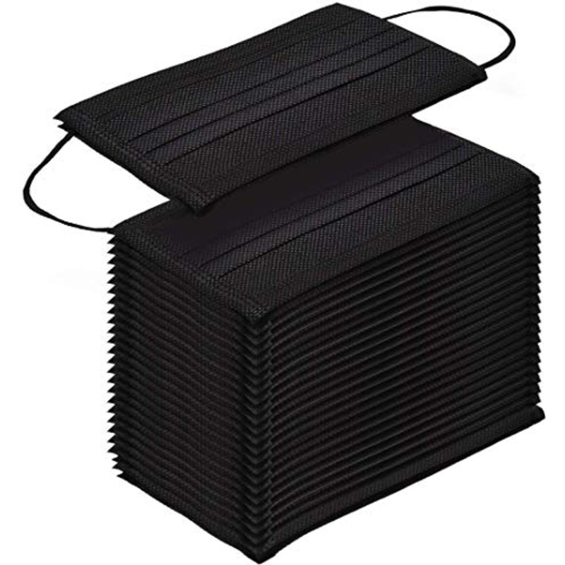 Face Mask Black Disposable Breathable Dust Filter Masks with Elastic Ear Loop for Men & Women (50pcs)