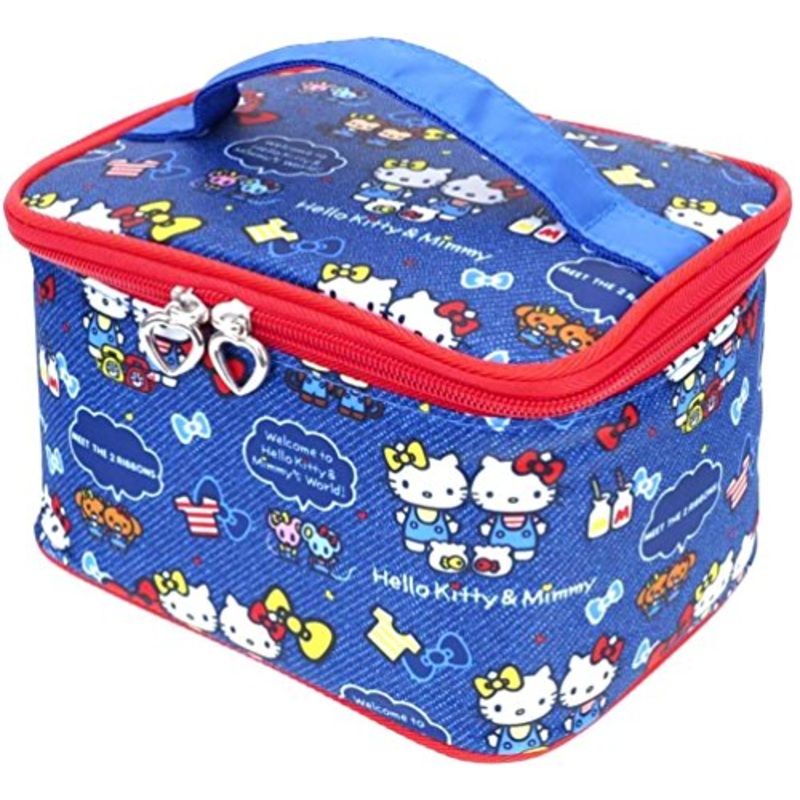 Hello Kitty Makeup Train Case Cosmetic Bag Holder Travel Organizer Water-Resistant Portable