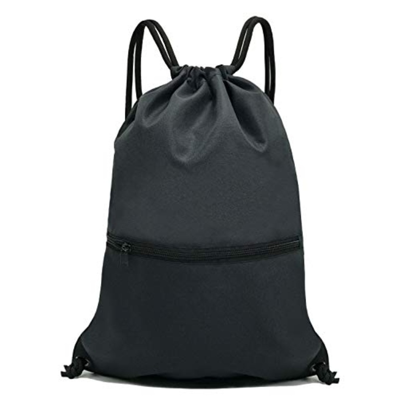 HOLYLUCK Men & Women Sport Gym Sack Drawstring Backpack Bag - Black
