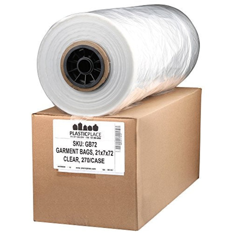 Plasticplace.65 Mil Clear Garment Bags, 21"x7"x72",250Count