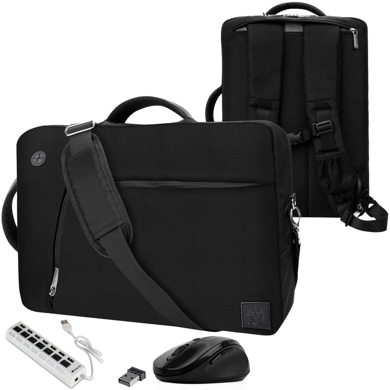 VanGoddy Slate Black Convertible Laptop Bag with USB Hub and Mouse for Huawei Matebook 13, X Pro 13.9", X 13"