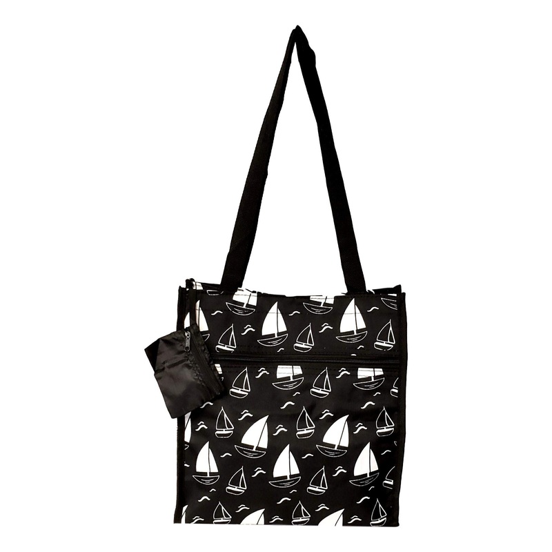 12 in by 13 in Tote Bag w/Mesh Water Bottle Pocket (Sailboat)