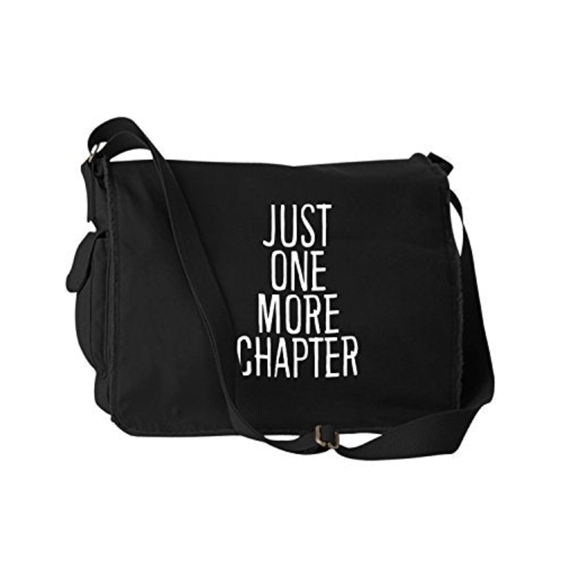 Funny Bookworm Just One More Chapter Black Canvas Messenger Bag