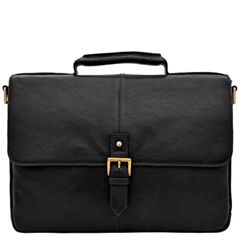 Hidesign Charles Leather 15" Laptop Compatible Briefcase Work Bag, Black