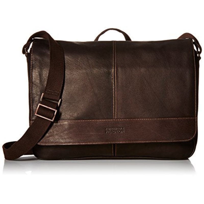 Kenneth Cole Reaction Come Bag Soon - Colombian Leather Laptop & Ipad Messenger, Brown