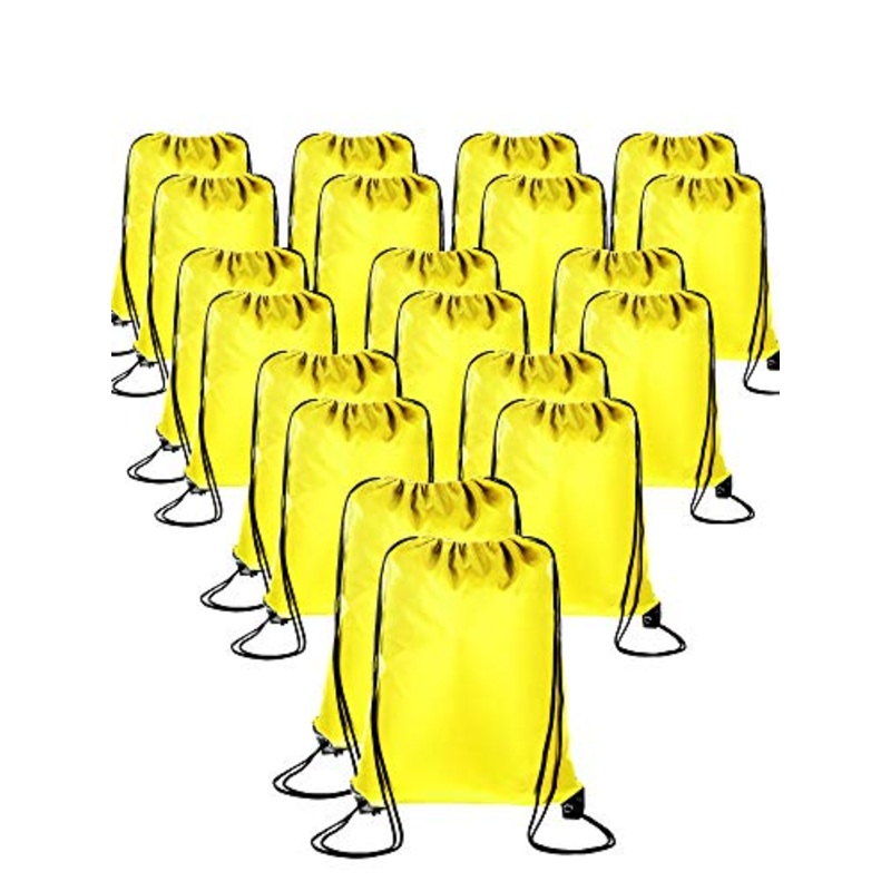 20 Pieces Drawstring Backpack Sport Bags Cinch Tote Bags for Traveling and Storage (Yellow, Size 1)